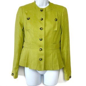 Vintage Carlisle Silk Jacket Blazer Coat Fitted Green Yellow Women's Size 0